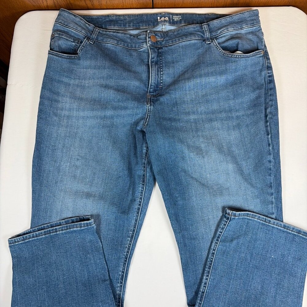 Lee Mid Rise Regular Fit Straight Leg Jeans Women's 26WP Plus Petite Blue